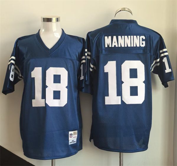 Indianapolis Colts #18 Peyton Manning Blue Throwback Stitched Jersey