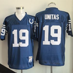 Indianapolis Colts #19 Johnny Unitas Blue Throwback Stitched Jersey