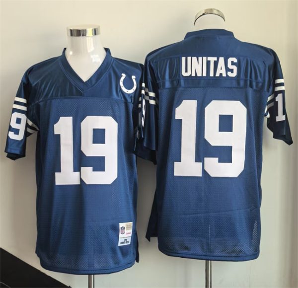 Indianapolis Colts #19 Johnny Unitas Blue Throwback Stitched Jersey