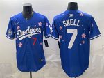 Los Angeles Dodgers #7 Blake Snell Royal 2025 World Series Champions Patch Tokyo Series Limited Stitched Jersey