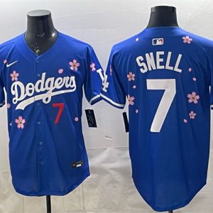 Los Angeles Dodgers #7 Blake Snell Royal 2025 World Series Champions Patch Tokyo Series Limited Stitched Jersey