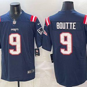New England Patriots #9 Kayshon Boutte Navy Vapor Limited Stitched Jersey