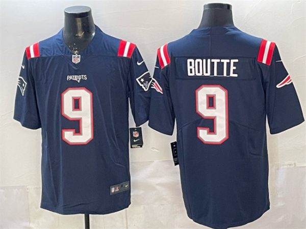 New England Patriots #9 Kayshon Boutte Navy Vapor Limited Stitched Jersey