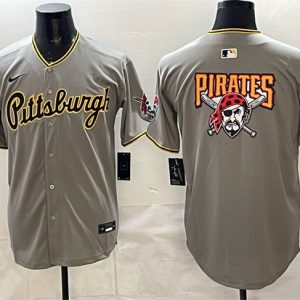 Pittsburgh Pirates Team Big Logo Gray Limited Stitched Jersey