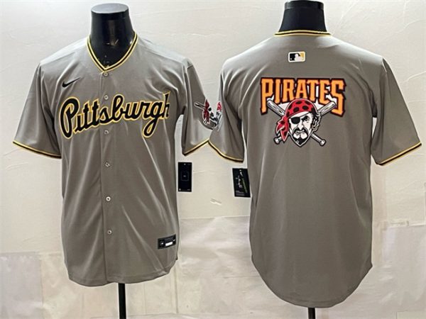 Pittsburgh Pirates Team Big Logo Gray Limited Stitched Jersey