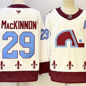 Colorado Avalanche #29 Nathan MacKinnon White 2024-25 With A Patch Stitched Hockey