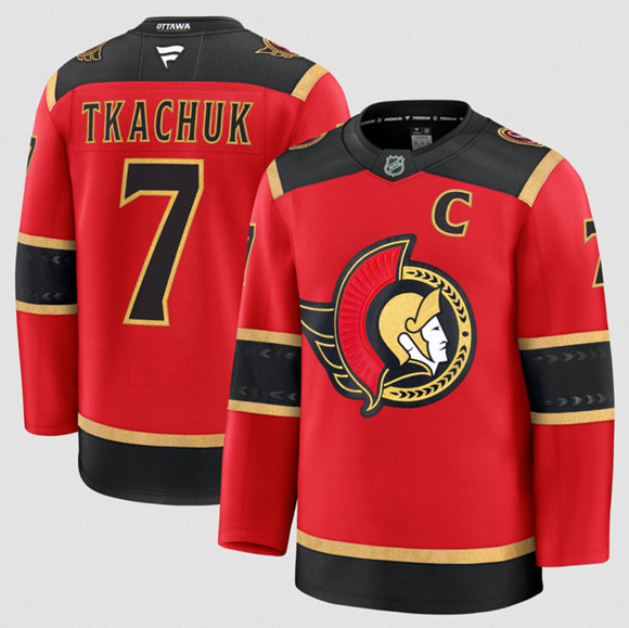 Ottawa Senators #7 Brady Tkachuk Red Alternate With C Patch Stitched Jersey