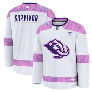 Utah Mammoth White 2024 Fights Cancer Survivor Practice Stitched Jersey