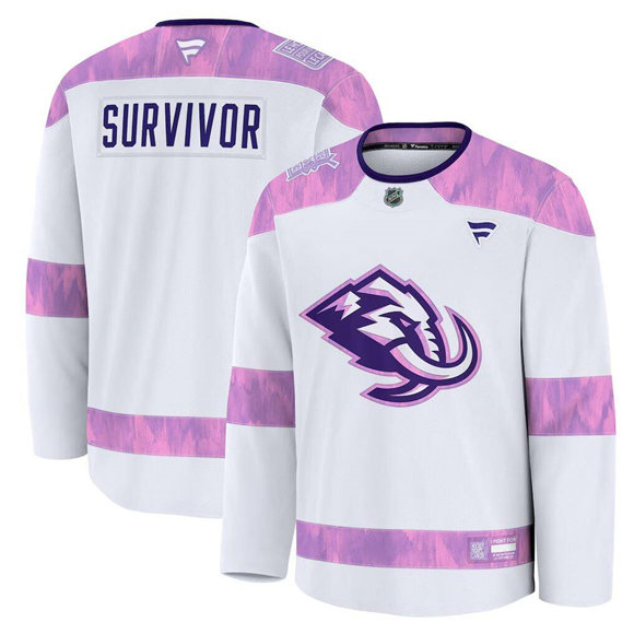 Utah Mammoth White 2024 Fights Cancer Survivor Practice Stitched Jersey