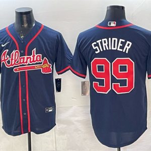Atlanta Braves #99 Spencer Strider Navy Cool Base Stitched Jersey