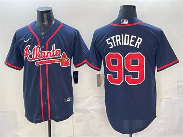 Atlanta Braves #99 Spencer Strider Navy Cool Base Stitched Jersey