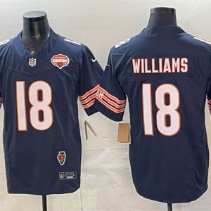 Chicago Bears #18 Caleb Williams Navy F.U.S.E. 2025 NFC North Champions Illinois Patch Stitched Jersey