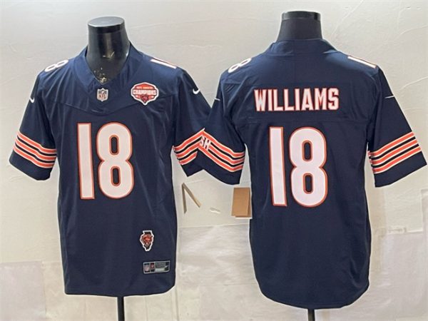 Chicago Bears #18 Caleb Williams Navy F.U.S.E. 2025 NFC North Champions Illinois Patch Stitched Jersey