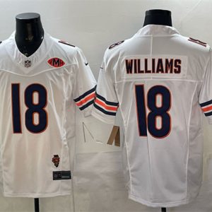 Chicago Bears #18 Caleb Williams White F.U.S.E. With Illinois and VMH Patch Stitched Jersey