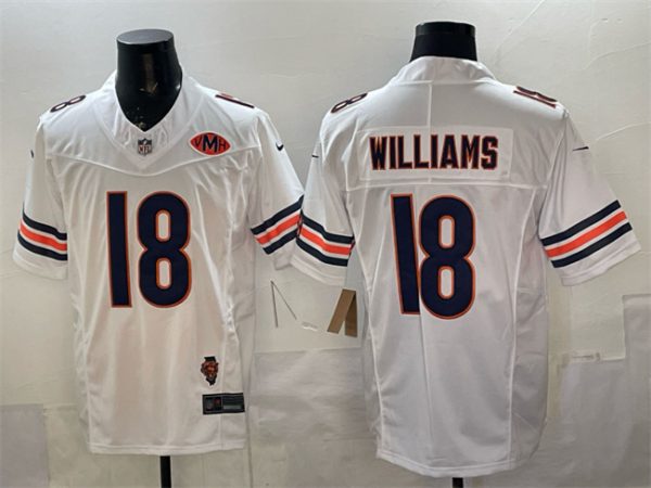 Chicago Bears #18 Caleb Williams White F.U.S.E. With Illinois and VMH Patch Stitched Jersey