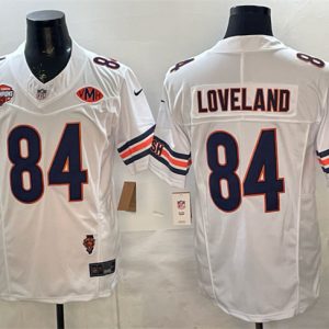 Chicago Bears #84 Colston Loveland White F.U.S.E. 2025 NFC North Champions VMH Patch Vapor Untouchable Limited Stitched Jersey