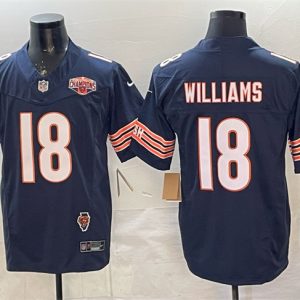 Chicago Bears #18 Caleb Williams Navy F.U.S.E. 2025 NFC North Division Champions Illinois Patch Stitched Jersey