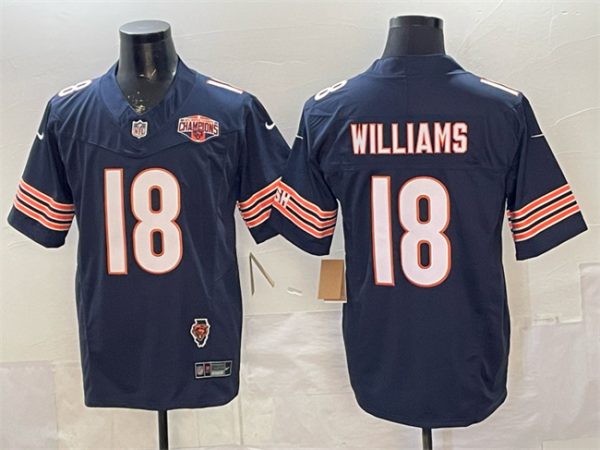 Chicago Bears #18 Caleb Williams Navy F.U.S.E. 2025 NFC North Division Champions Illinois Patch Stitched Jersey