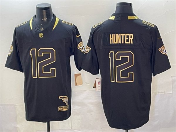 Jacksonville Jaguars #12 Travis Hunter Black Gold 2025 F.U.S.E. With Patch Vapor Untouchable Limited Stitched Jersey