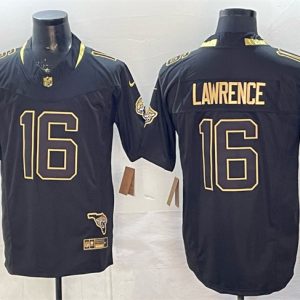 Jacksonville Jaguars #16 Trevor Lawrence Black Gold 2025 F.U.S.E. With Patch Vapor Untouchable Limited Stitched Jersey