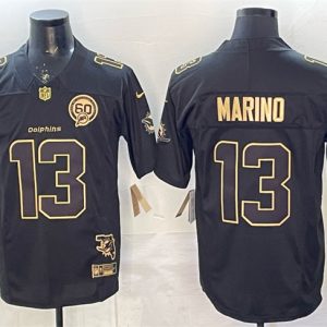 Miami Dolphins #13 Dan Marino Black Gold F.U.S.E. With Patch Limited Stitched Jersey