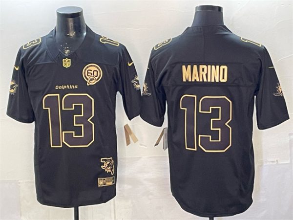 Miami Dolphins #13 Dan Marino Black Gold F.U.S.E. With Patch Limited Stitched Jersey