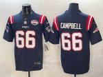 New England Patriots #66 Will Campbell Navy F.U.S.E. 2025 AFC East Championship Patch Vapor Limited Stitched Jersey