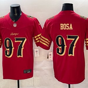 San Francisco 49ers #97 Nick Bosa Red Gold 2025 F.U.S.E. ¡°Rivalries¡± Vapor Limited Stitched Jersey