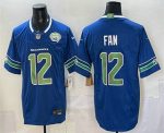 Seattle Seahawks #12 Fan Royal FUSE 2025 NFC West Champions Patch Limited Stitched Jersey