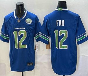 Seattle Seahawks #12 Fan Royal FUSE 2025 NFC West Champions Patch Limited Stitched Jersey