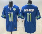 Seattle Seahawks #11 Jaxon Smith-Njigba Royal FUSE 2025 NFC West Champions Patch Limited Stitched Jersey