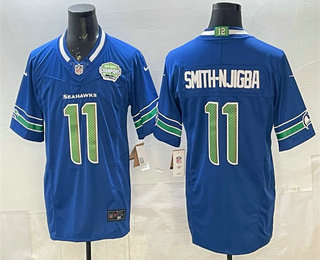 Seattle Seahawks #11 Jaxon Smith-Njigba Royal FUSE 2025 NFC West Champions Patch Limited Stitched Jersey