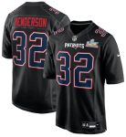 New England Patriots #32 TreVeyon Henderson Black 2025 Super Bowl LX Patch Carbon Fashion Stitched Game Jersey