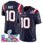 New England Patriots #10 Drake Maye Navy 2025 F.U.S.E. Super Bowl LX Patch And 1-Star C Patch Vapor Limited Stitched Jersey