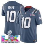 New England Patriots #10 Drake Maye Storm Blue 2025 F.U.S.E. Super Bowl LX Patch And 1-Star C Patch ¡°Rivalries¡± Vapor Limited Stitched Jersey