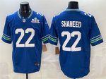Seattle Seahawks #22 Rashid Shaheed Royal 2025 F.U.S.E. Super Bowl LX Patch Vapor Throwback Limited Stitched Jersey