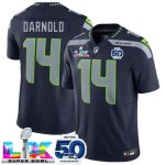 Seattle Seahawks #14 Sam Darnold Navy 2025 F.U.S.E. Super Bowl LX Patch And 50th Season Patch Vapor Limited Stitched Jersey