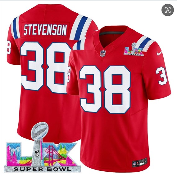 New England Patriots #38 Rhamondre Stevenson Red 2025 F.U.S.E. Super Bowl LX Patch Vapor Limited Stitched Jersey