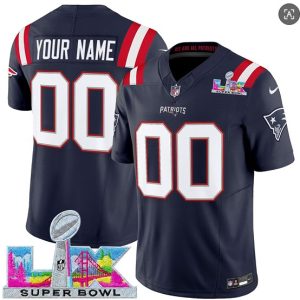 New England Patriots Custom Navy 2025 F.U.S.E. Super Bowl LX Patch Vapor Limited Stitched Jersey
