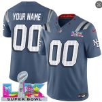 New England Patriots Custom Storm Blue 2025 F.U.S.E. Super Bowl LX Patch ¡°Rivalries¡± Vapor Limited Stitched Jersey