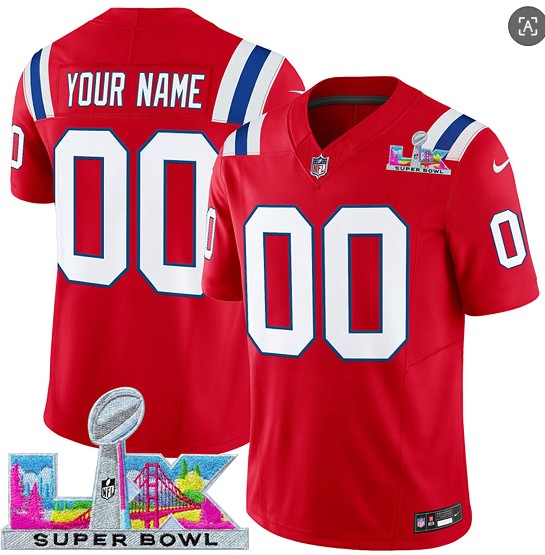 New England Patriots Custom Red 2025 F.U.S.E. Super Bowl LX Patch Vapor Limited Stitched Jersey