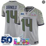 Seattle Seahawks #14 Sam Darnold Gray 2025 F.U.S.E. Super Bowl LX Patch And 50th Season Patch ¡°Rivalries¡± Vapor Limited Stitched Jersey