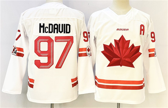 Canada #97 Connor McDavid White With A Patch Stitched Jersey