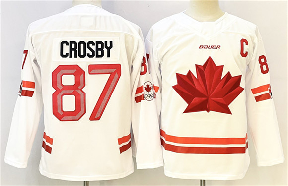 Canada #87 Sidney Crosby White With C Patch Stitched Jersey