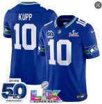 Seattle Seahawks#10 Cooper Kupp Royal 2025 F.U.S.E. Super Bowl LX Patch And 50th Season Patch Vapor Throwback Limited Stitched Jersey