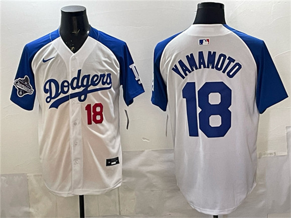 Los Angeles Dodgers #18 Yoshinobu Yamamoto White Royal 2025 World Series Limited Stitched Jersey
