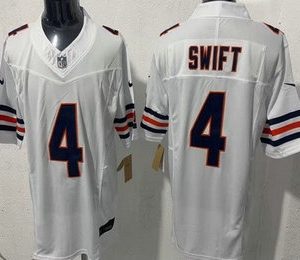 Chicago Bears #4 D'Andre Swift Limited White FUSE Vapor Jersey