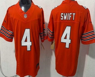 Chicago Bears #4 D'Andre Swift Limited Orange FUSE Vapor Jersey