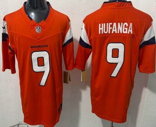 Denver Broncos #9 Talanoa Hufanga Limited Orange FUSE Vapor Jersey