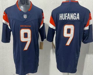 Denver Broncos #9 Talanoa Hufanga Limited Navy FUSE Vapor Jersey